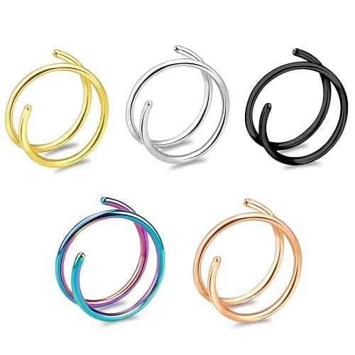 ONESING 20G Double Nose Ring Hoop for Single Piercing - 2-36 Pcs Jewelry for Women - Image 1