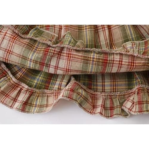 Women's Camisole Tank Tops Red Plaid Camisoles Women Vintage Ruffles Cute Girlish Cropped Tops Holiday Streetwear (Red,One Size,Large) thumbnail 7