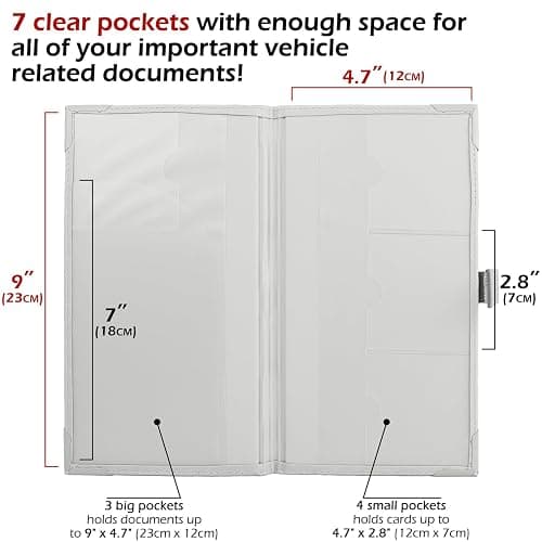 Auto Insurance and Registration Card Holder - Vehicle Glove Box Document Organizer - Car Essential Paperwork Holder for DMV, AAA, Contact Information Cards - Premium PU Leather Wallet Case - White thumbnail 2