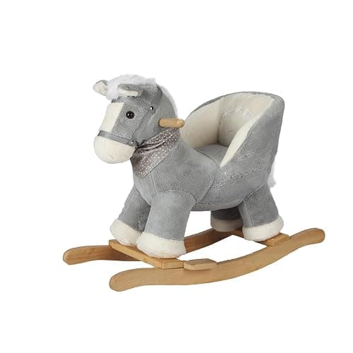 Rock My Baby Rocking Gray Horse with Chair, Plush Stuffed Rocking Pony with Realistic Sound, Baby Rocker Animal for Toddlers 1-3 Ride on,CPC Certified thumbnail 5