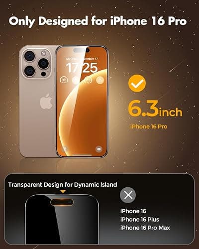 UNBREAKcable Privacy Screen Protector for iPhone 16 Pro, Full Coverage Shatterproof Tempered Glass [True 28°Anti Spy] [9H Hardness] [Easy Installation Frame] 2-Pack Private Screen for iPhone 16 Pro thumbnail 2