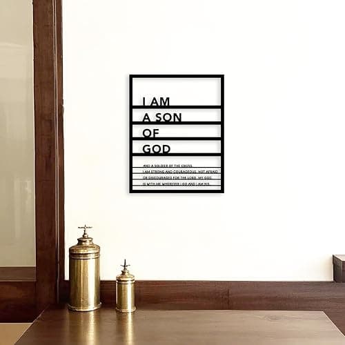 Metal Teen Boy Room Wall Decor I Am a Son of God Wall Art Sign for Boys Bedroom Playroom living Room Bathroom Motivational Sculptures Black thumbnail 7