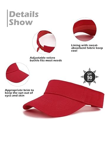 Komorebi Visors for Women Unisex Sun Visor Hats Adjustable Running Caps Summer Sun Protection Tennis Hat for Sports thumbnail 7