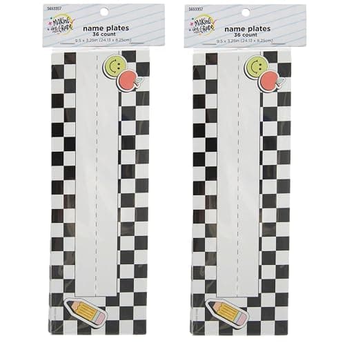 Hobby Lobby Checkerboard Classroom Nameplates, 3.25 x 9.5 inches, Set of 72 thumbnail 2