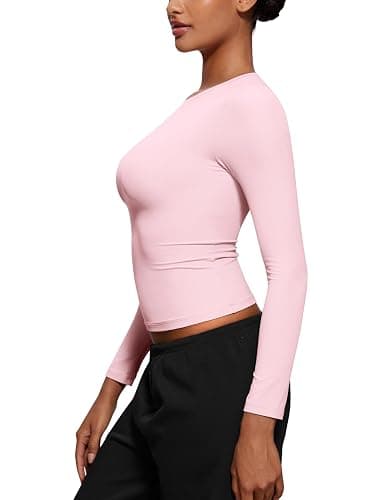 CRZ YOGA Softembrace Long Sleeve Shirts for Women Soft Crew Neck Fall Basic Tight Tops Fitted Casual Going Out T-Shirts thumbnail 3