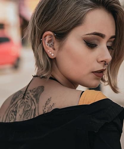 REVOLIA Surgical Steel Industrial Barbell Earrings with Chain for Women Dangle Cartilage Earring Studs Cartilage Helix Tragus Daith Industrial Piercing Jewelry Set thumbnail 5