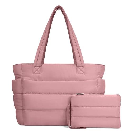TOPDesign Puffer Tote Bag for Women, Lightweight Puffy Handbag with Compartments, Quilted Shoulder Bag for Work, Travel, Gym - Image 1