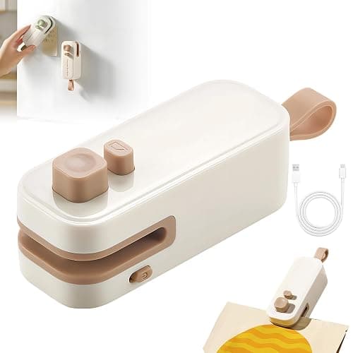 2 in 1 Mini Bag Sealer, 2026 New Rechargeable Bag Cutter and Sealer, Mini Household Pressure Sealer, Portable Small Snack Plastic Bag Sealing Machine for Chip Bags (Brown) - Image 1