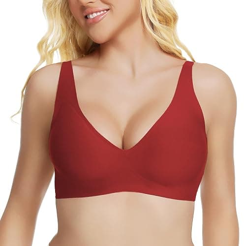 Jelly Wireless Bra Deep V Push Up Seamless T-Shirt Comfortable Plunge No Underwire Bras with Adjustable Straps Everyday Bras - Image 1