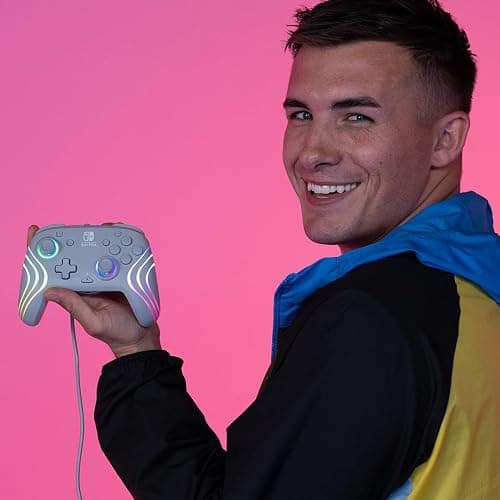 PDP Afterglow Wave Wired RGB Gaming Controller - Officially Licensed for Nintendo Switch, Switch Lite & Switch - OLED Model, Nintendo Switch 2, Customizable Lighting, RBG - Gray thumbnail 9