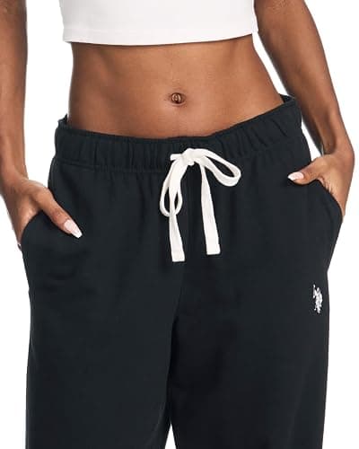 U.S. Polo Assn. Womens Sweatpants with Pockets, French Terry Womens Joggers Wide-Leg Sweats thumbnail 4