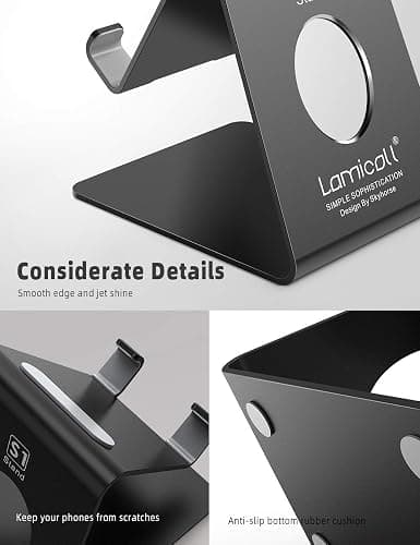 Lamicall Cell Phone Stand, Phone Dock: Cradle, Holder, Stand for Office Desk - Black thumbnail 6