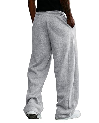 Men's Baggy Sweatpants Fleece Wide Leg Lounge Pants Drawstring Waist Loose Fit Cotton Jogging Sweat Pants with Pockets thumbnail 4