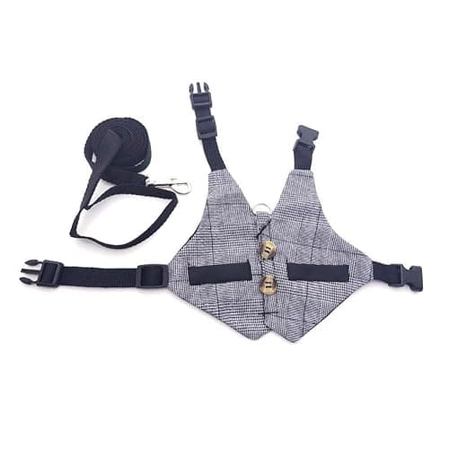 Hypeety Multipurpose Rabbit Vest Harness and Leash Set Small Animal Adjustable Soft Harness with Button Decor Formal Suit Style for Bunny Rabbit Kitten Small Animal Walking (S) thumbnail 6