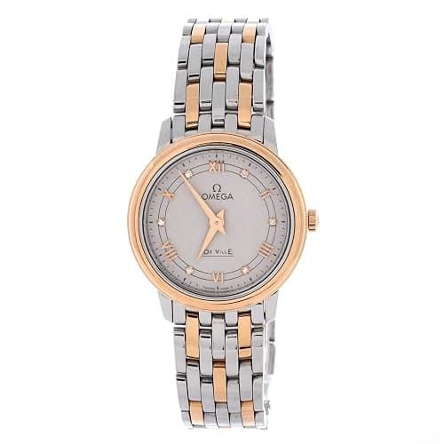 Omega, Pre-Loved De Ville Prestige Quartz Watch Stainless Steel and Rose Gold with Diamond Markers 27, Silver - Image 1