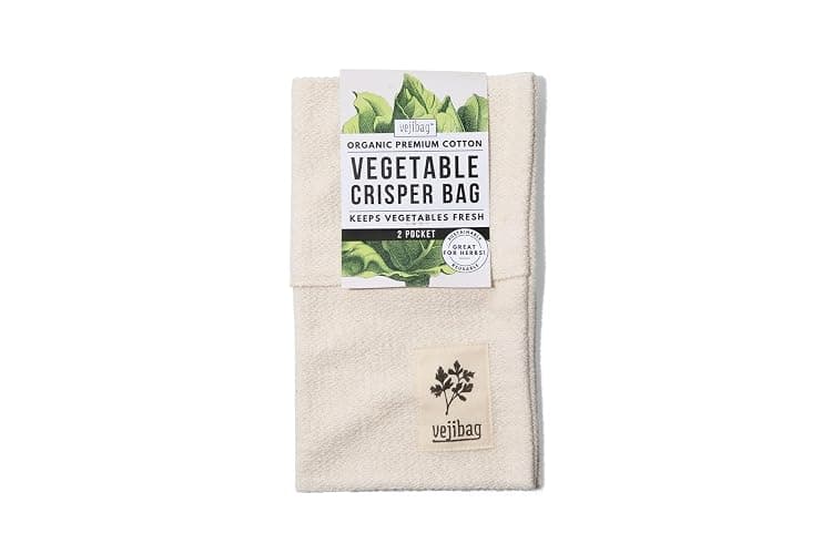 VEJIBAG Two Pocket Herb Bag | Certified Organic Cotton Vegetable Crisper Bags | Keep Herbs & Veggies Fresh | Reusable, Eco-Friendly, Biodegradable, Machine Washable/Dryable | Made in USA thumbnail 5