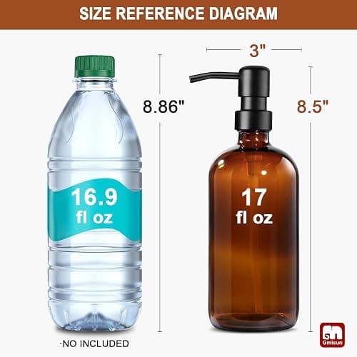 GMISUN Amber Glass Soap Dispenser, 2 Pack Bathroom Hand Soap Dispensers with Stainless Steel Pump, 17 Fl Oz Kitchen Hand and Dish Soap Dispenser Set, Modern Vintage Liquid Brown Soap Dispensers Bottle thumbnail 3