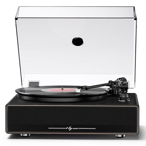 1 BY ONE High Fidelity All-in-One Record Player, Vinyl Turntable | Built-in Speakers, Magnetic AT-3600L Cartridge, RCA Output, Belt Drive, Bluetooth Input, Auto Stop, Phono Preamp,Black Walnut - Image 1