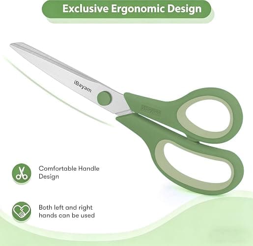 iBayam 8.5 Inch Scissors All Purpose Heavy Duty 3 Pack, 2.5mm Thick Ultra Sharp Blade Comfort-Grip for Office Classroom School Cardboard Craft Desk, Left/Right Handed, Cute Pastel Pink Blue Green thumbnail 5