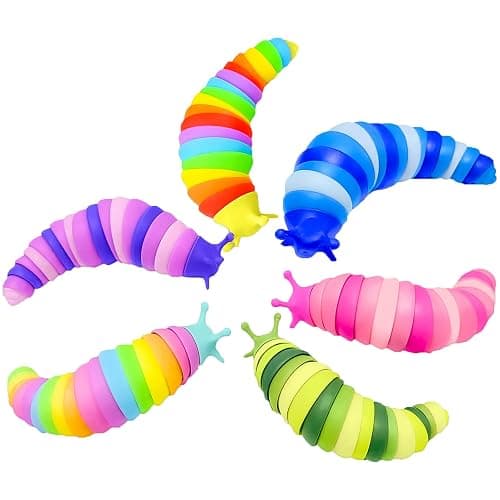 Kabvy Sensory Slug Fidget Toys 6 Pack - Sensory Toys for Autism, ADHD, Anxiety and Stress Relief, Valentines Day Gift for Kids Toddlers Girls and Boys - Image 1
