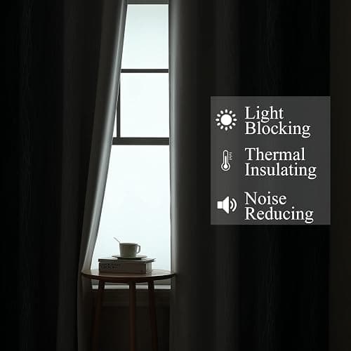 Estelar Textiler Navy Blue and Greyish White Blackout Curtains for Bedroom 84 Inches Long, Full Room Darkening Grommet Curtains for Living Room,Thermal Insulated Ombre Drapes,52Wx84L,2 Panels thumbnail 4