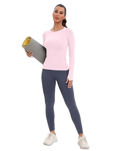 MathCat Workout Seamless Shirts for Women Long-Sleeved Yoga Running Breathable Thumb Holes Tops thumbnail 5