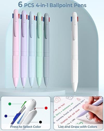 Four Candies 56 PCS Aesthetic School Supplies with Cute Pencil Case, 6 Multicolor Pen, 12 Pastel Highlighters, 5 Gel Pens Black Ink, 9 Mechanical Pencils for Student Stationary Set Preppy Stuff (Blue) thumbnail 3