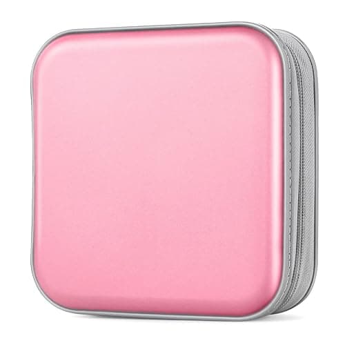 Bivisen CD/DVD Case Wallet, Light Pink, 48 Capacity, Durable Plastic and Non-Woven Fabric Material, Easy to Carry and Organize CDs and DVDs - Image 1