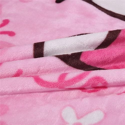 Cartoon Printing Throw Blanket for Girls Kids Adults, 40"x55", All Seasons Flannel Fleece Blanket, Soft & Warm Plush Blankets for Couch Sofa Bed Camping Travel (Pink 002) thumbnail 2
