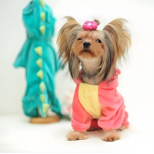 Hotumn Dinosaur Dog Halloween Costume Pet Dino Hoodie for Small Dogs (Small, Pink) thumbnail 2