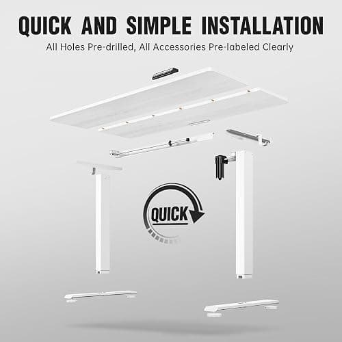 Veken 63x27.6 Inch Large Electric Standing Desk, Heights Adjustable,Sit to Stand Up, Work Home Office Computer Table for Walking Pad, Gifts for Dad, Wooden Desktop Desks, White thumbnail 4