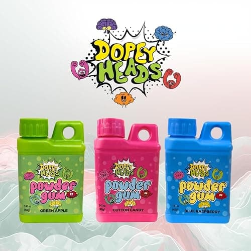 Dopey Heads | Powder Bubble Gum | HALAL | Blue Raspberry | Cotton Candy | Sour Apple | Flavoured Bubble Gum | Fruit Flavour | Sweet Gum Powder | 40g (1.41oz) Each | 3 Flavours (Pack of 3) thumbnail 7