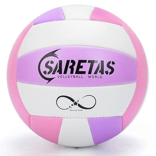 Saretas Volleyballs, PU Official Size Soft Touch Kids Volley Ball, Cute Volleyball for Girl, Christmas Volleyball Gifts for Teen Girls,Beginners,Players,Team,Middle School Lover,Include Pump&Net thumbnail 6