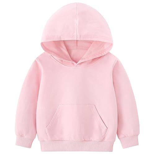 AIWUHE Toddler Boys Girls Hooded Sweatshirt Solid Pullovers Long Sleeve Hoodie Kids Cotton Crewneck Fall Tops 2-6Y Blouse