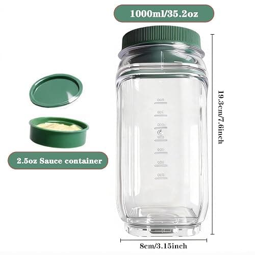 ChefktCove Reusable Salad Jar Pod, Side Opening Leakproof Container with Dressing Cup - Meal Prep, Office Lunch, Travel, Picnic - BPA-Free, Microwave & Dishwasher Safe (Pink) thumbnail 3