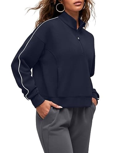 G4Free Smoofit Modal Soft Women's Half-Zip Sweatshirts Pullover Mock Neck Casual Tops with Pockets - Image 1