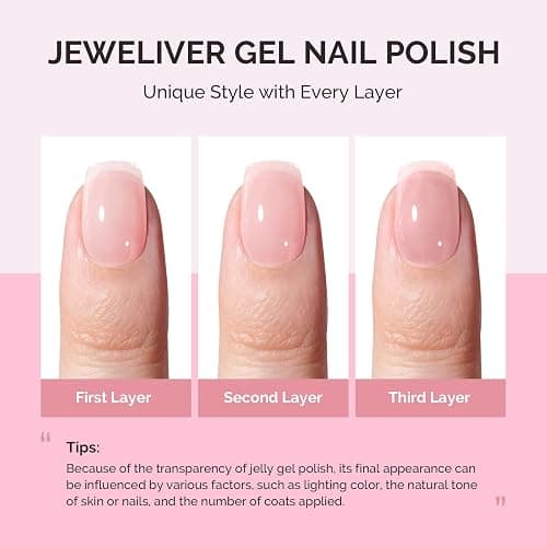 MelodySusie Jeweliver Gel Nail Polish, 0.5Fl.oz Pink Gel Polish Cream Color Soak Off UV LED Light Cure Gift for Women Manicure Nail Art DIY at Home B6615 thumbnail 3