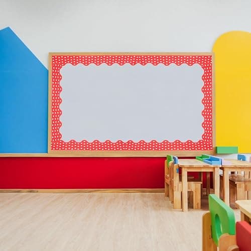 PATIKIL Dots Bulletin Board Border, 33 Feet Poster Chalkboard Cork Decoration Trim Scalloped Borders Wall Decor for Classroom Office Locker, Burgundy thumbnail 6