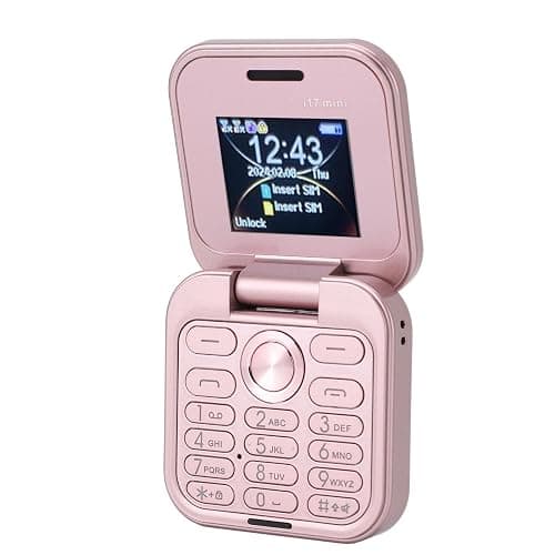 Brrnoo Flip Small Cell Phone Dual Nano SIM Media Player HD Rear Camera LED Flashlight GSM Network Seniors (Pink) - Image 1
