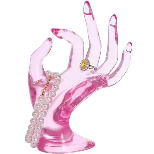 Maxsirui Hand Form Ring Holder Jewelry Display Organization Rack Bracelet Ring Watch Stand Support Aesthetic Y2k Room Decor (Pink) thumbnail 7