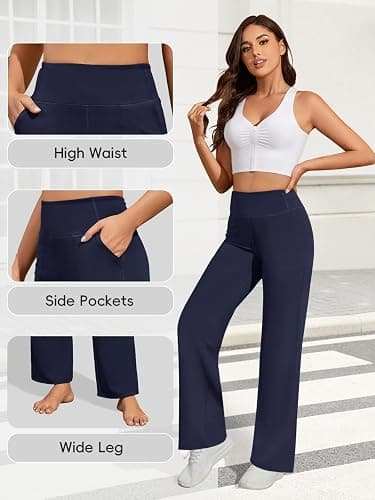 FireSwan Yoga Pants Women High Waist Wide Leg Pants with Pockets | Buttery Soft, 4-Way Stretch, Breathable, Loose, Dress, Casual, Lounge, Sweatpants thumbnail 6