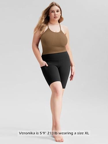 ODODOS Women's Crop 3-Pack Seamless Rib-Knit Camisole Crop Tank Tops thumbnail 4