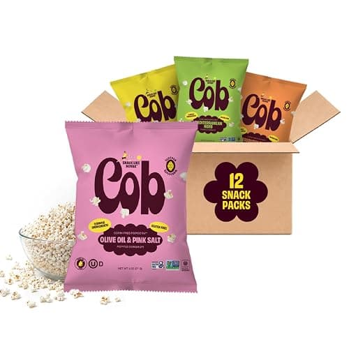 Cob Variety Pack Popped Sorghum 12-pack (1 oz. bags) | Corn-Free Popcorn Alternative | Seed Oil Free | Non-GMO, Gluten-Free, Vegan & Kosher | Toddler-Friendly | Allergy-Friendly | 3 of Each Flavor - Image 1