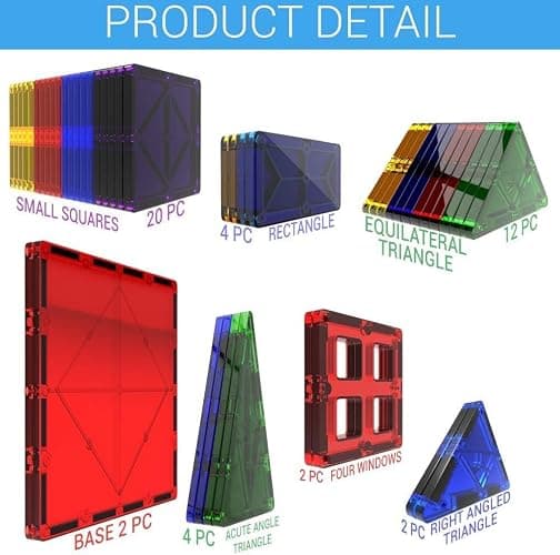 Desire Deluxe Magnetic Tiles Building Blocks Construction Toys for Boys & Girls 47pc – STEM Learning Educational, Kids Age 3 4 5 6 7 8 Year Old Gift thumbnail 3