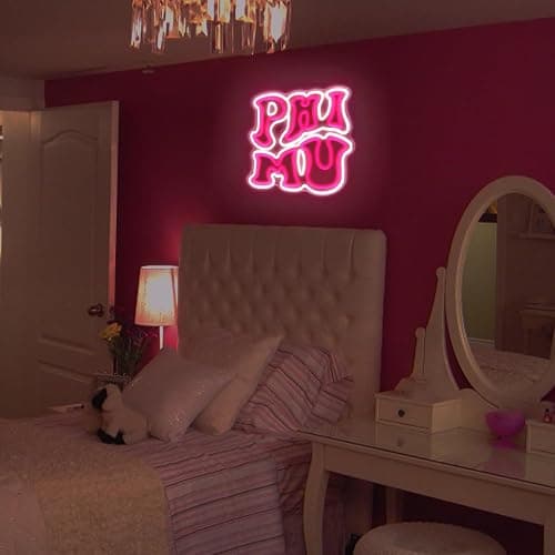 Phi Mu Fraternity Sorority Neon Sign,Dimmable ΦM Pink LED Neon Lights for Wall Decor,Sorority Neon Wall Sign with USB Power Paraphernalia for Birthday Party Decor,12.6x13.4 inches. thumbnail 6