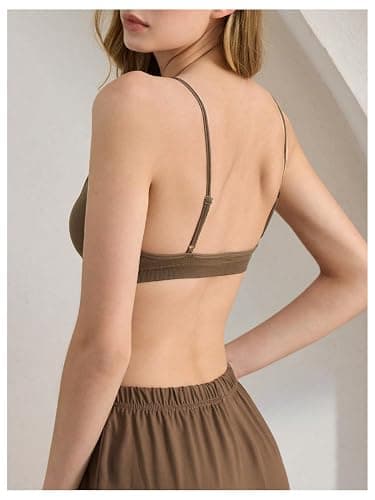SweatyRocks Women's Triangle Bralette Plunge Bra V Neck Wireless No Padded Soft Comfortable Everyday Sleep Bras thumbnail 2