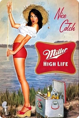 Vintage-Style Metal Tin Sign for Man Cave - Retro Fishing and Beer Decorative Sign, 8 x 12 Inch (039) - Image 1