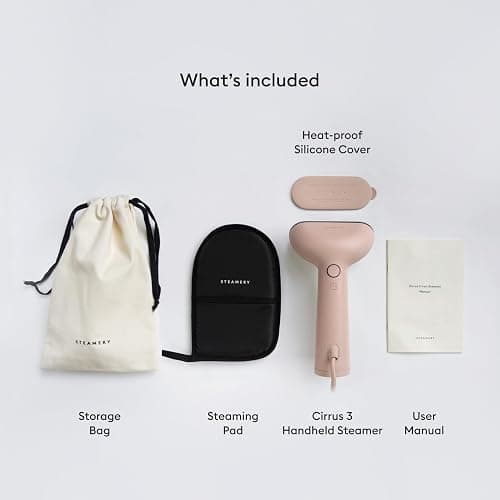 Steamery Handheld Clothes Steamer Cirrus 3, 1200W, US Plug, Heated Ironing Plate, Fast Heat Up, Garment Wrinkle Remover, Pink thumbnail 5
