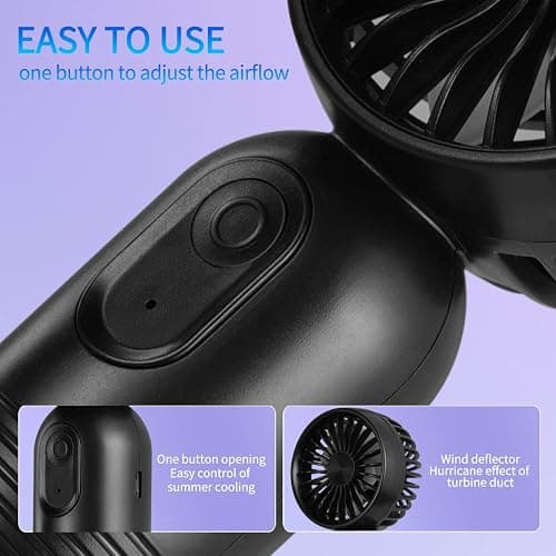 Mini Portable Fan 2 Pack, Cute Handheld Fan Battery Operated Lightweight Small Personal Fan with 3 Speeds and USB Rechargeable Eyelash Fan for Stylish Girl Kids Women Men Office Outdoor Travel Camping thumbnail 4