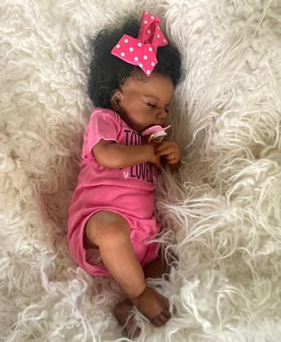 Anano African American Reborn Baby Dolls Black Girl 20 Inch Biracial Silicone Baby Doll Full Body Waterproof Lifelike Newborn Babys Realistsic Silicone Babys Doll Can Be Into Water thumbnail 6